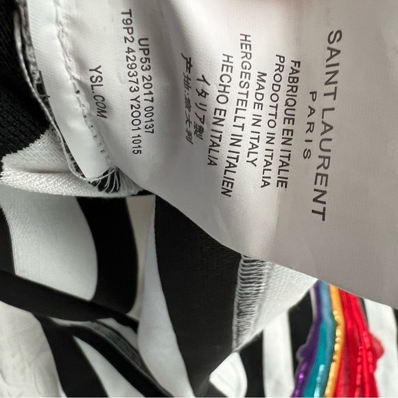 Saint Laurent Black and White Short Sleeve Tee with Stripes size Small - Picture 6 of 8